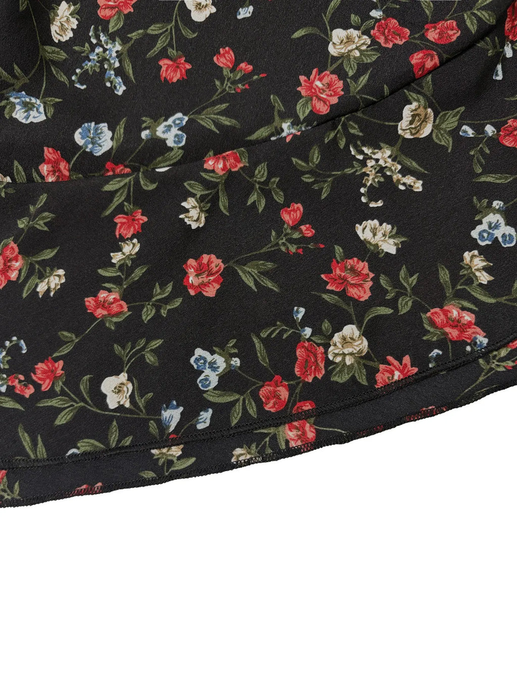 Ladies Floral High Waist Asymmetrical Hem Mid-Length Split Skirt Casual Holiday Fashion Spring Summer Polyester Fabric Elegan...