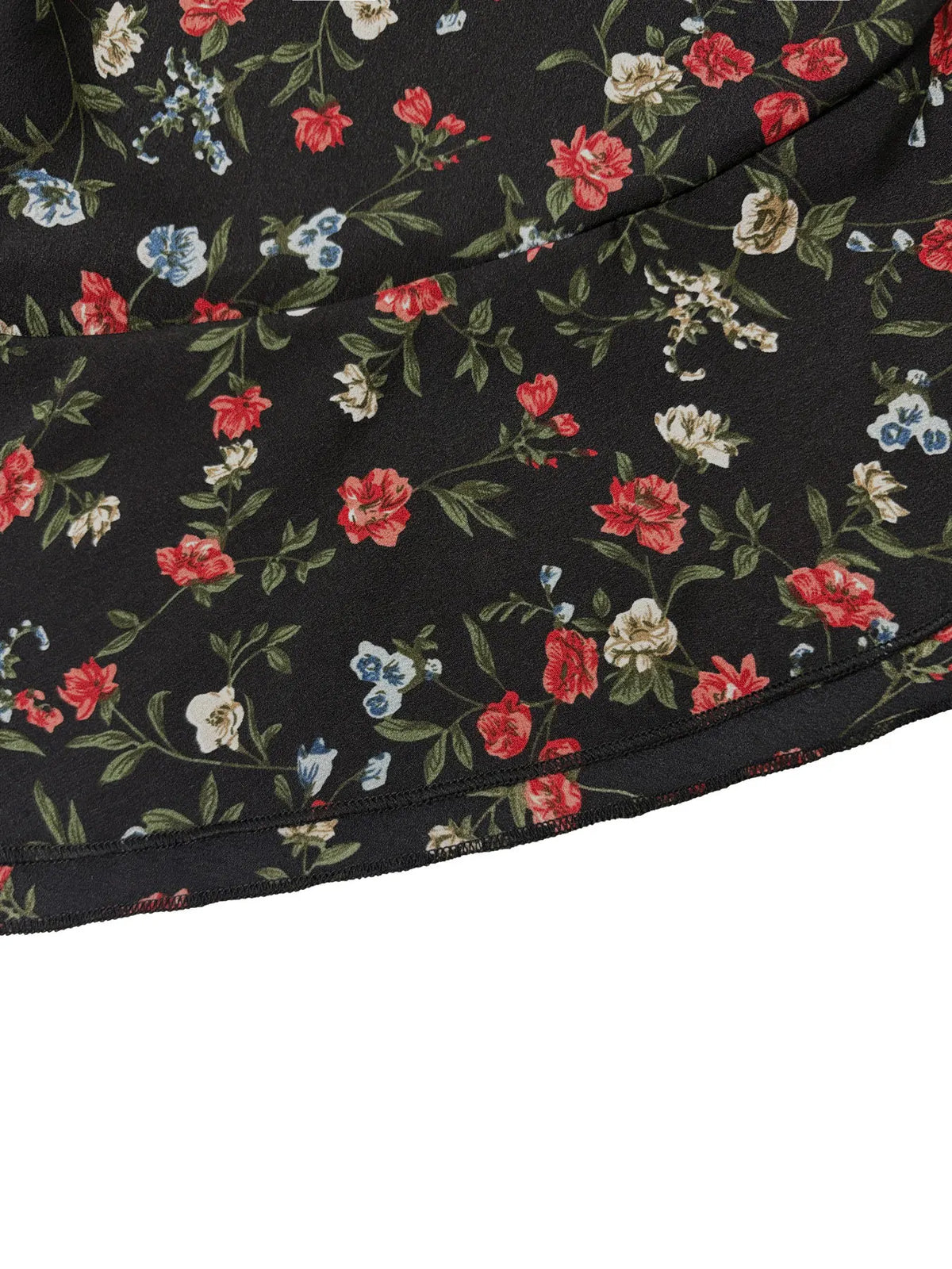 Ladies Floral High Waist Asymmetrical Hem Mid-Length Split Skirt Casual Holiday Fashion Spring Summer Polyester Fabric Elegan...