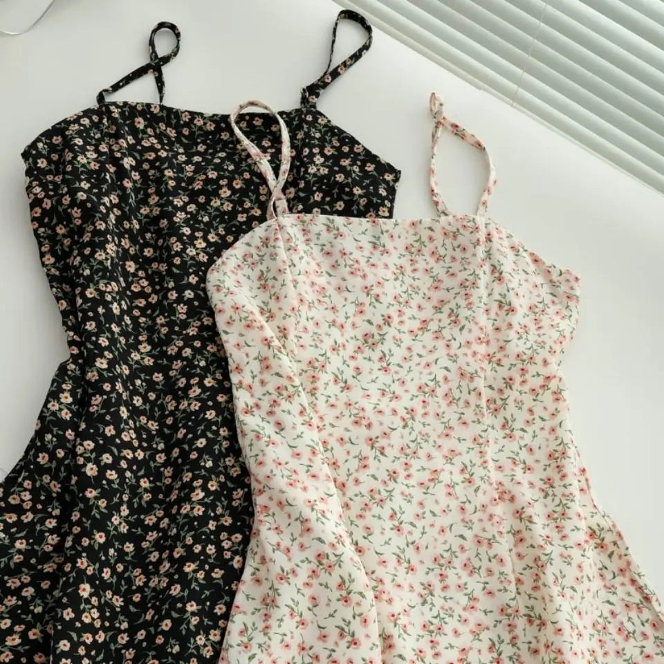 Sexy U-Neck Straps Backless Print Mini Dress Summer Sleeveless Floral Bodycon Dresses Beach Causal Evening Party Club Vestidos