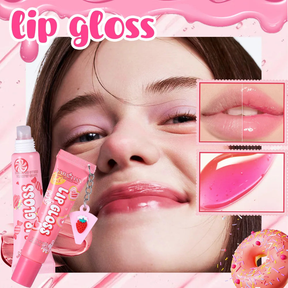 6 Colors Random Hair Moisturizing Fruit Scent Lip Gloss Long-Lasting Waterproof Liquid Lipstick Makeup Valentine's Day Gift