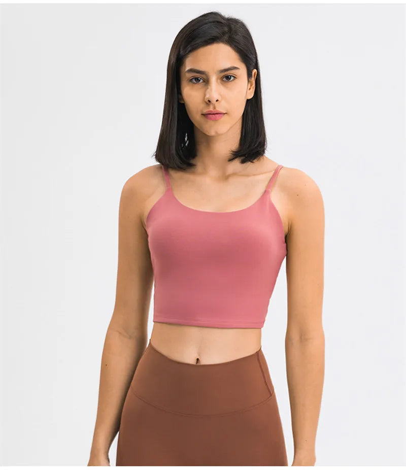 Solid Color Women Sports Bra Comprehensive Training Shockproof Halter Soft Sports Fitness Top Gym Yoga Chest Pad Comprehensive