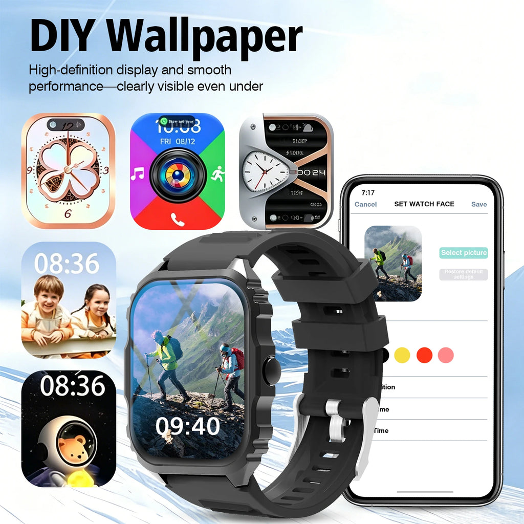 New Smart Watch 1.84 Inch HD Full Touch Screen Display Wireless Call,Answer Phone Watch,Multiple Sports Modes Outdoor Information Reminder Weather Display Music Control Photo Control, Suitable for Iphone & Android