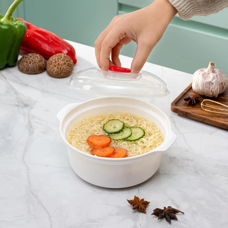 Microondas Horno Caja Especial Sopa Calentada Olla Arroz al Vapor Bollos Calientes al Vapor con Tapa Herramienta de Cocina de Grado Alimenticio Ecológica