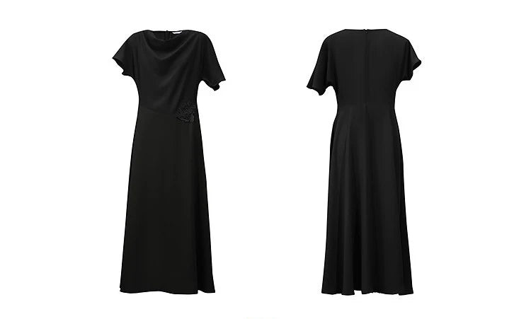 Amii Women’s Dress 2026 Summer New Asymmetric Dolman Sleeve Cowl Neck Lace Slim Fit Elegant Midi A-Line Dress For Women 12642108