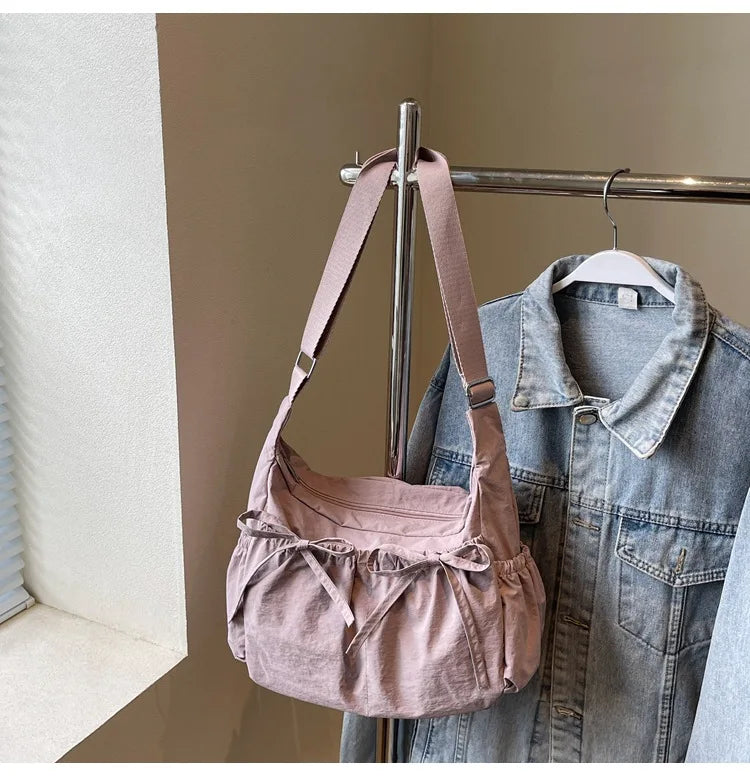 Ruched Fabric Hobo Bags Lightweight Nylon Shoulder Crossbody Bag, Stylish & Adjustable, Perfect for Casual Outfits, Daily Errand
