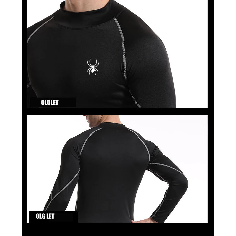 Men's Long Sleeve Compression Shirt Gym Fitness Athletic Undershirt Elastic Sport Running Tops