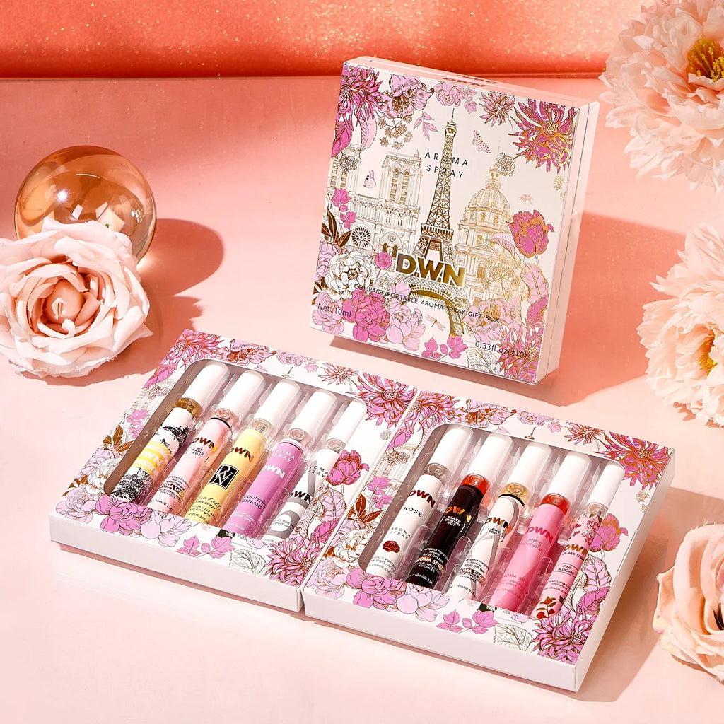 Women's 10PCS Alcohol-Free Fragrances Set, Romantic Floral Scents, Elegant Gift Box, Long-Lasting, Ideal for Daily Use & Gifting