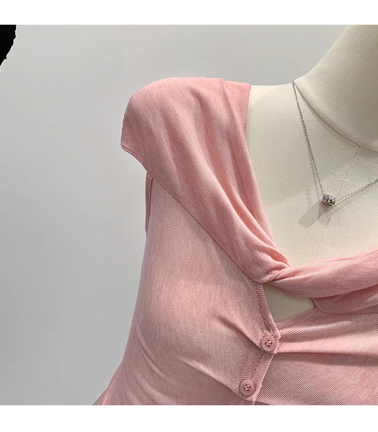 Lace V-Neck Sleeveless T-Shirt Women's Korean Style Spring New High-End Feeling Top Comfortable Breathable Pure Color Spring