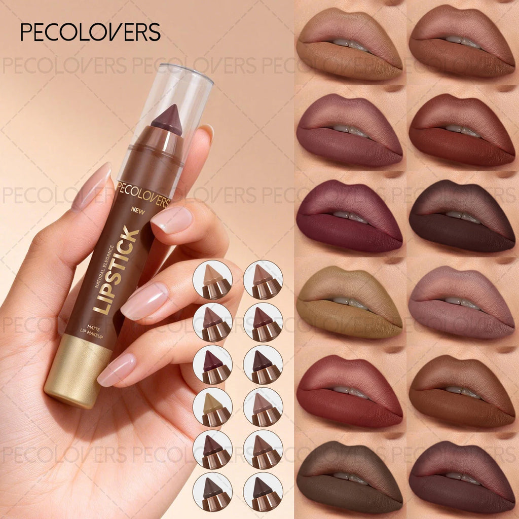 PECOLOVERS Matte Velvet Lip Liner Pencil - Reddish Brown