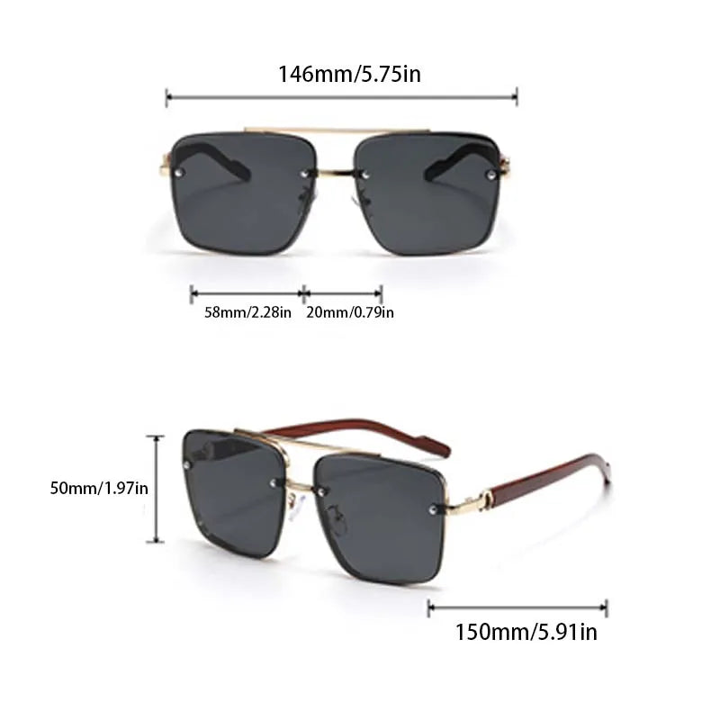 Fashion Retro Square Metal Shades Men or Women's Original Brand Design Driving Sunglasses New Double Bridge Pilot Sun Glasses