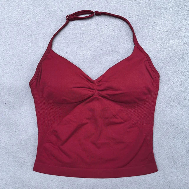 DPSTGYM Women's Seamless Yoga Top - Sleeveless Exposed Back Knit