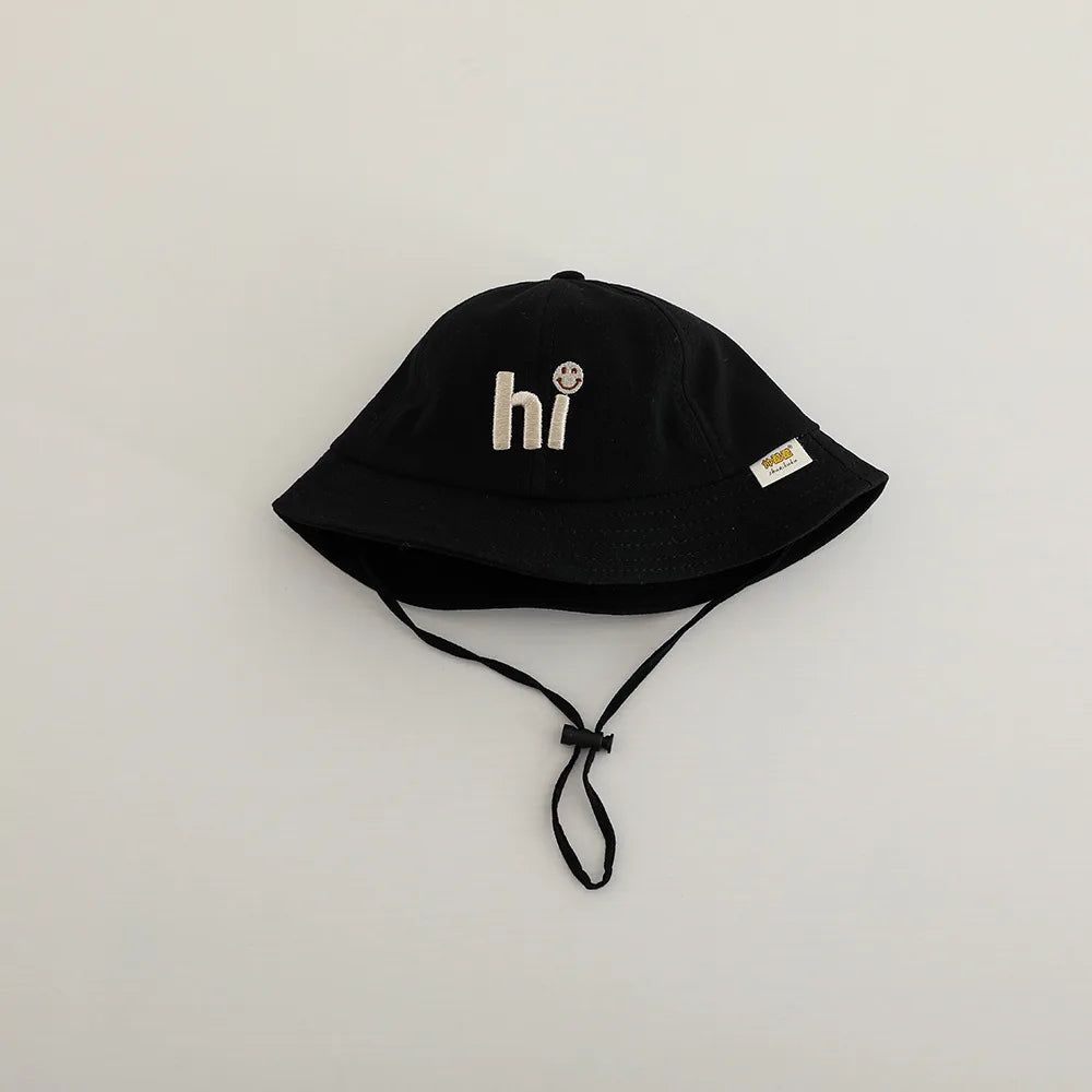Embroidered Baby Bucket Hat Sun Safe Unisex Beachwear For Toddlers With Letter Design