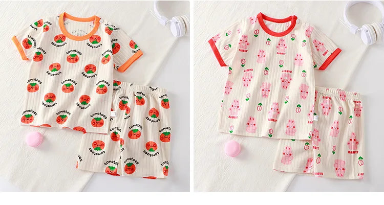 2PCS Children Clothing Set Child T-shirt Suit Summer Cotton New Girls Shorts Clothes Baby Boys Short Sleeve Kid Clothes