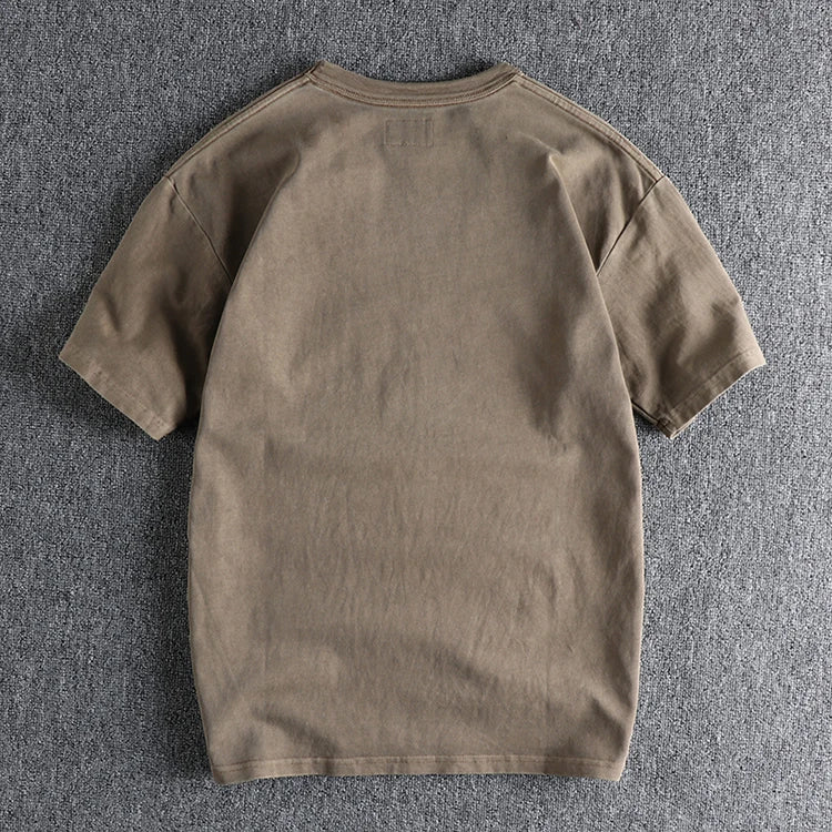 Summer New American Retro Short-sleeved O-neck Letter Printed T-shirt Men's Fashion Simple 100% Cotton Washed Casual Sport Tops