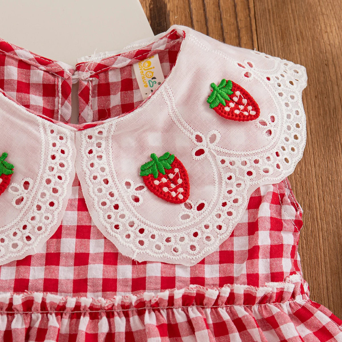 Summer New Baby Girl Plaid Dress Cute Red Strawberry Children'S Clothing (6 Months -3 Years Old)