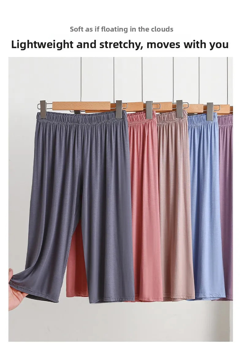 Modal Loose Sporty Summer Sleepwear Women's Casual Pants Straight Leg Wide Leg Big Size Thin Short Shorts Home Comfortable