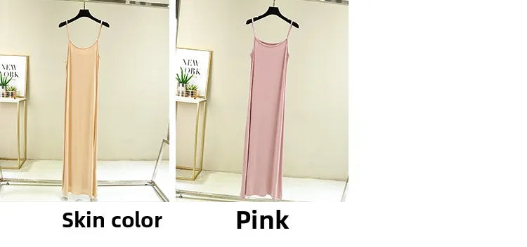 Modal Sleeveless Vest Dress Women Summer Thin Base Layer Color Block Casual round Neck Scene Casual July Deer Brand Dress