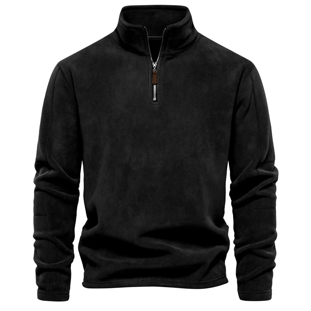 Aiopeson Men's Thick Fleece Jacket With Zipper Neck Pullover Soft Shell For Warmth