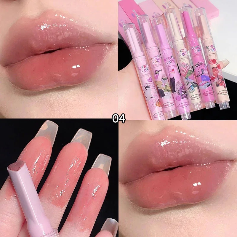 Watermelon Jelly Mirror Lip Gloss - Moisturizing Heart-Shaped Lip Glaze