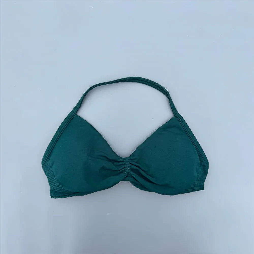 Sports Strappy Bra Yoga Underwear Women Gym Top Running Exercise Backless Bra High Support Active Wear Fitness Workout Halter