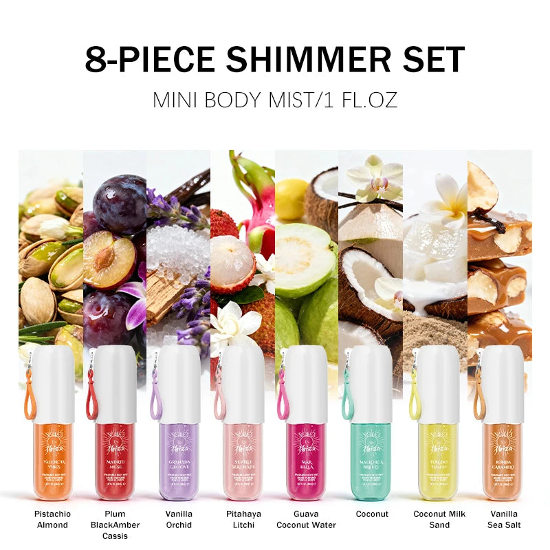 SOLO EN IBIZA 8-Piece Body Mist Set, 8 Scents, Long-Lasting Travel Perfume,Suitable for daily usee,Perfect Valentine's Gift