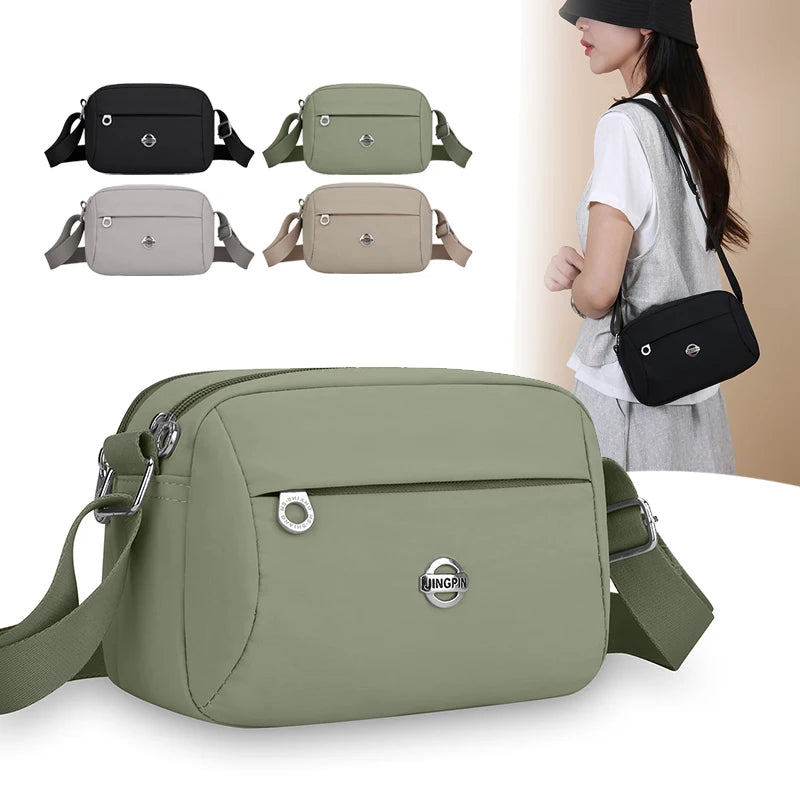 Women Crossbody Bag Lightweight Nylon Shoulder Bag Wide Adjustable Strap Phone Pocket Casual Daily Commute Outdoor Shopping Bag