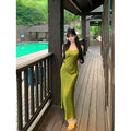Sexy Retro V-Neck Strap Dress Women's Slim Fit Long Skirt High Waist Summer Design Sensation Lady Style Comfortable Breathable