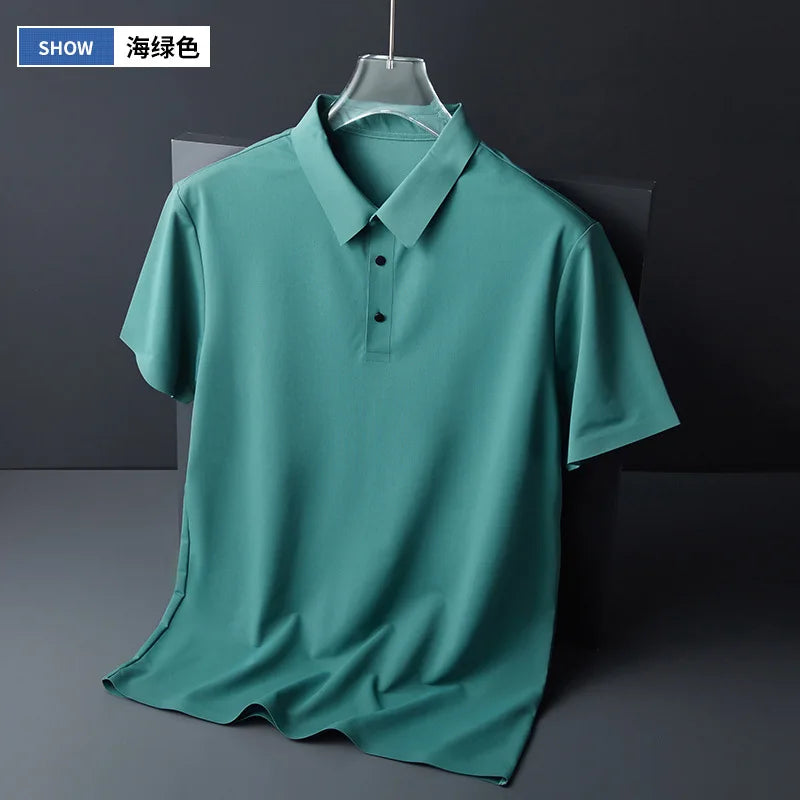Men's Ice Silk Polo Shirt - Traceless Breathable Casual Short Sleeve
