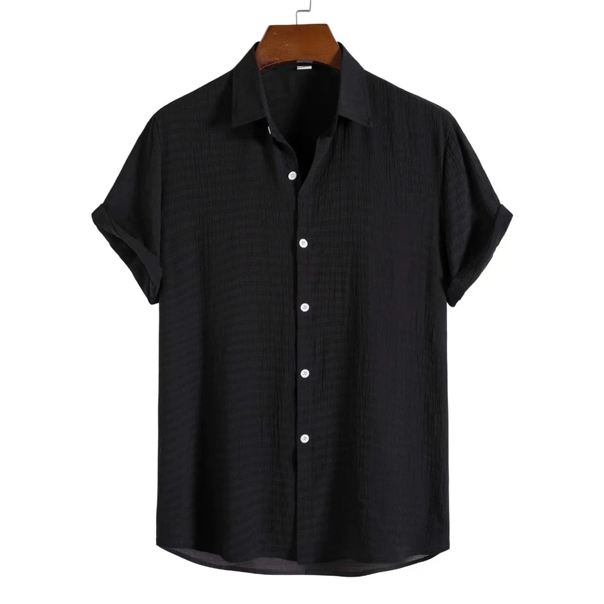 Men's Cotton Blend Casual Short Sleeve Shirt - White