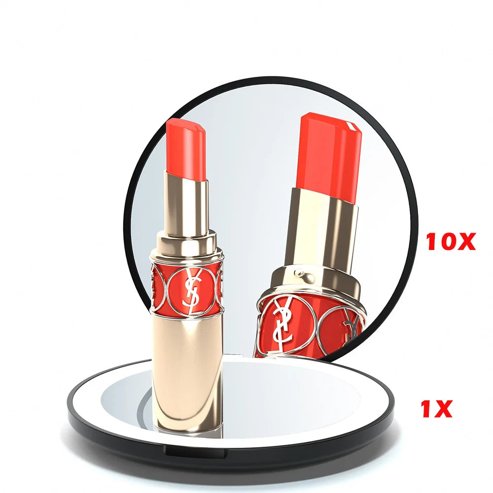 Pocket Mirror With Led Light Compact Makeup Mirror Small Mirrors Wholesale Mini Hand Folding Cute Mirror With Magnification