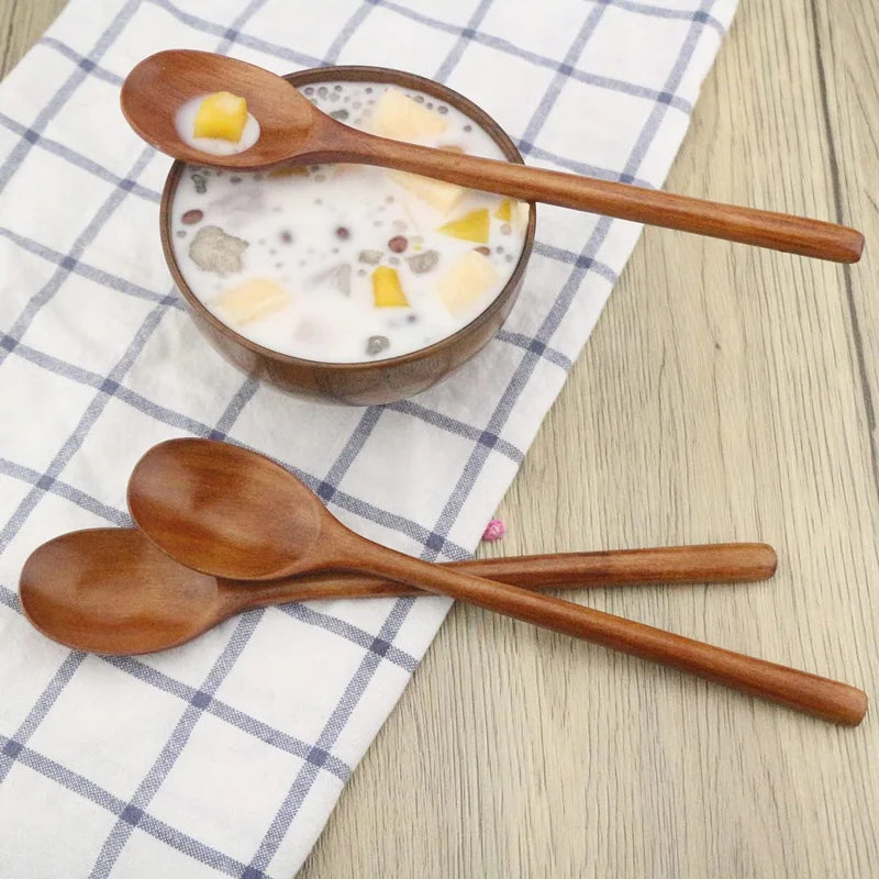 2pcs Wooden Spoon Soup Spoon Tableware Kitchen Cooking Utensils Tools Soup Environmentally Friendly Products Cooking Spoon