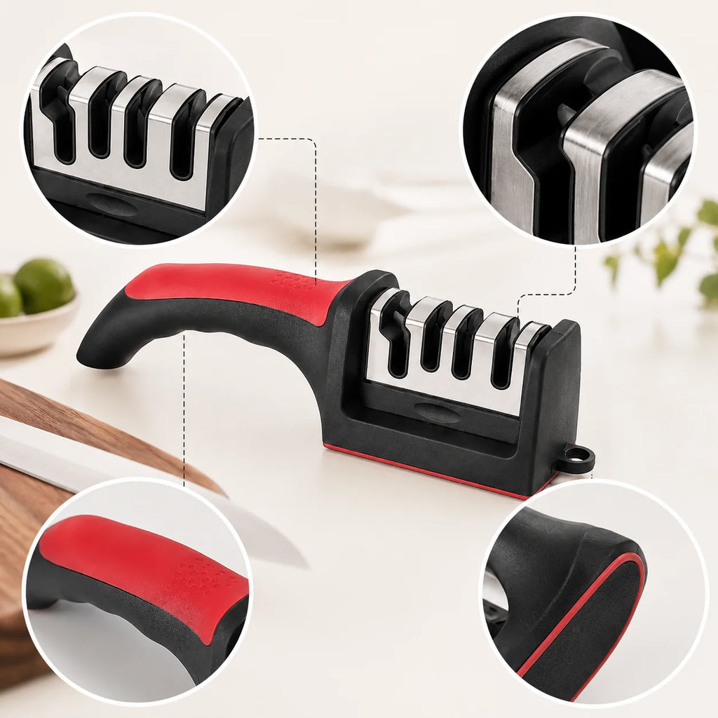 3-Stage Kitchen Knife Sharpener - Multi-Functional Sharpening Tool