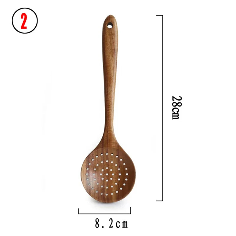 10-Piece Teak Wooden Cooking Utensil Set