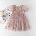 Girls' Style Summer New Dress with Polka Dot Mesh Korean Lace Children's Fashion Beautiful Long Skirt