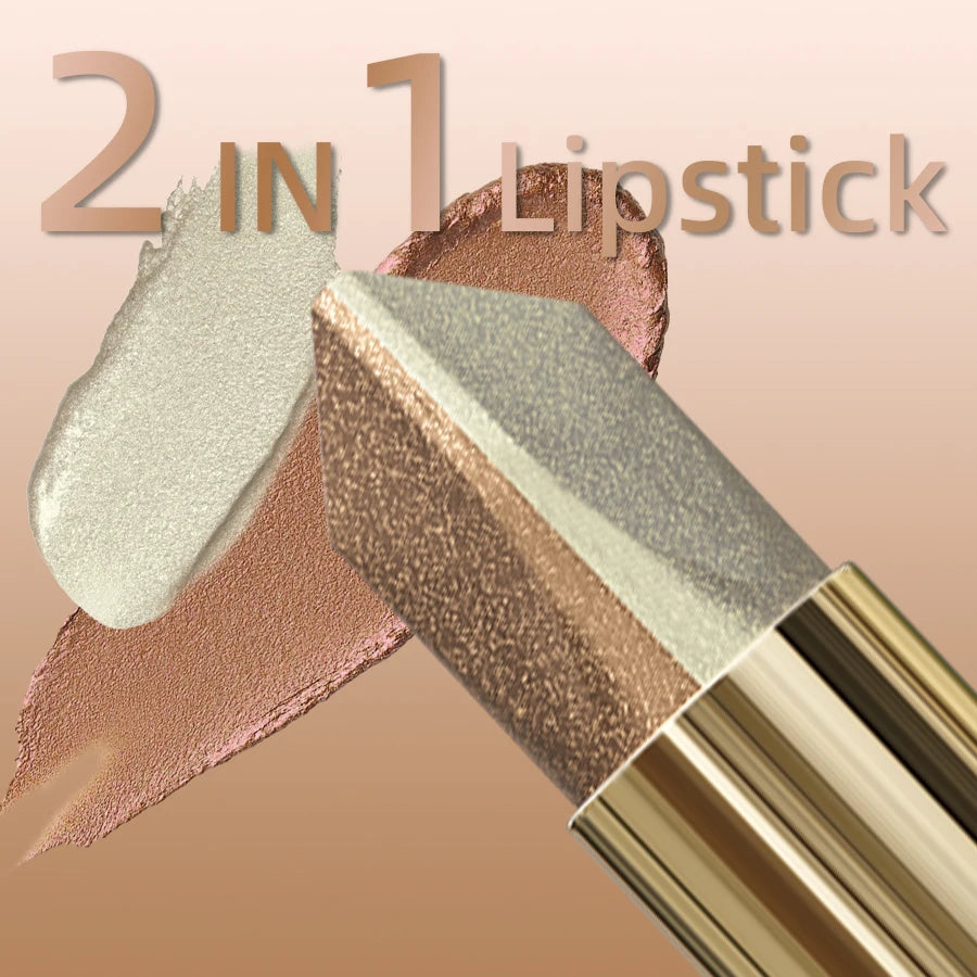 Two Color Eye Shadow Stick Shimmer Glitter Brown Color Dimensional Natural Without Taking Off Makeup Eye Cosmetic For Women'S