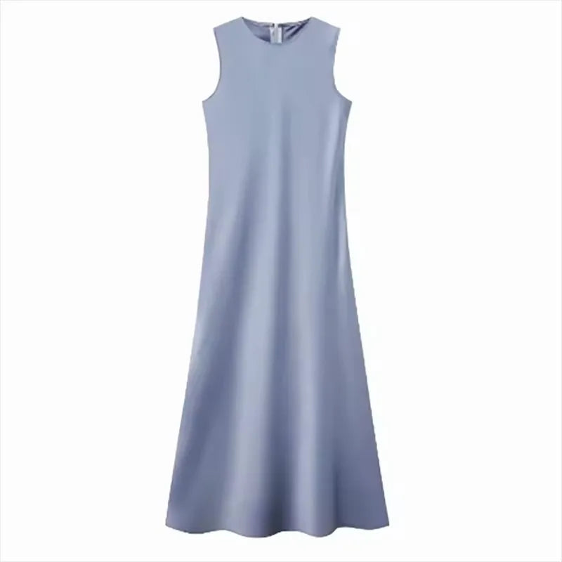 Silk Satin Maxi Dress & Knit Top Set