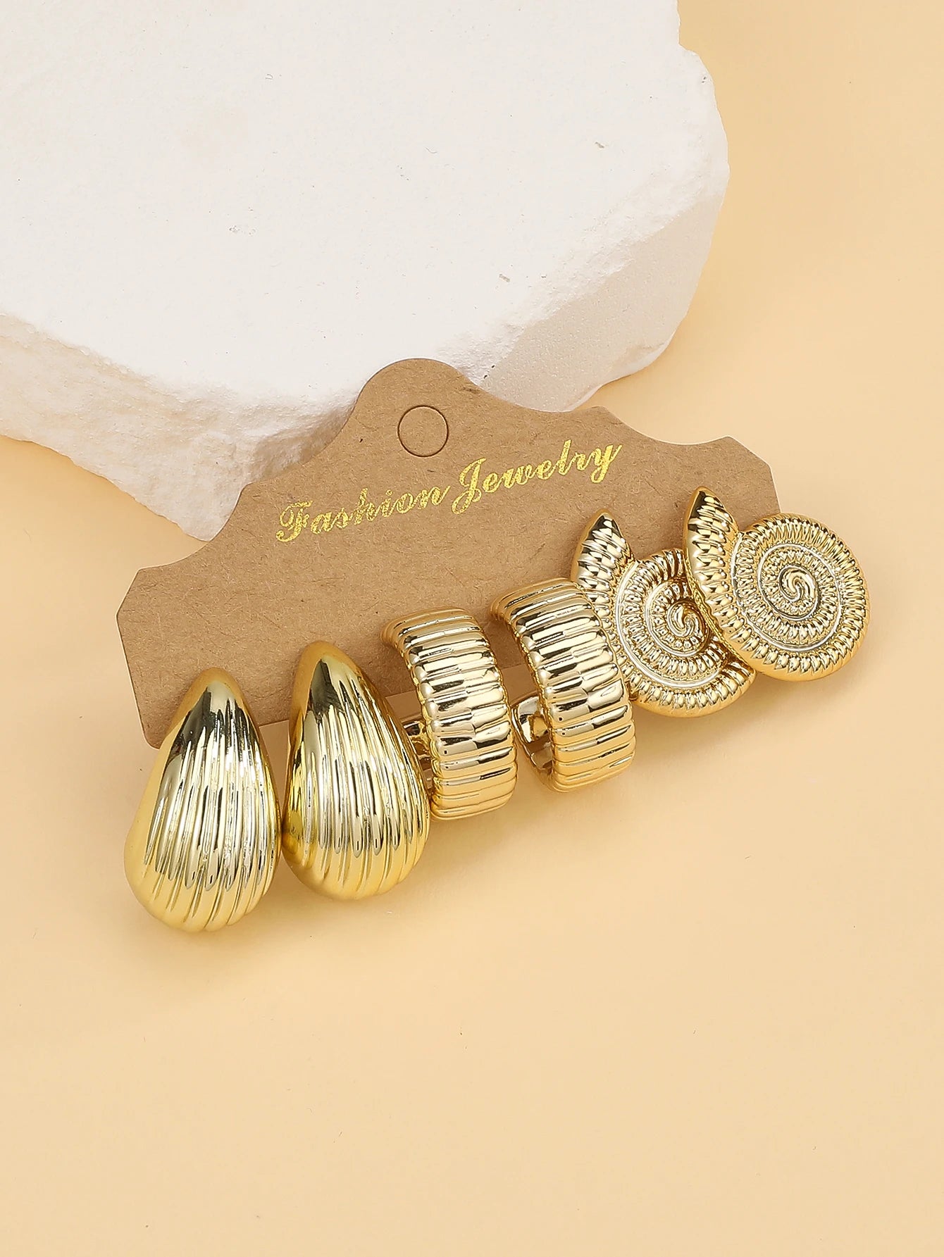 Seashell Starfish C Shape Drop Earrings Set 3 To 6 Pairs Textured Water Drop Travel Ready Jewelry For Travelers