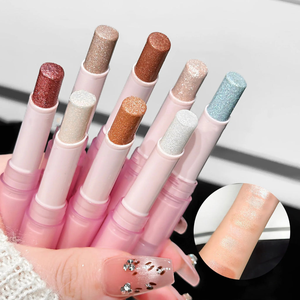 Jelly Brightening Eye Shadow Stick - Shimmer Creamy Eye Crayon, Easy-Blend Long-Lasting With Twist-Up Applicator