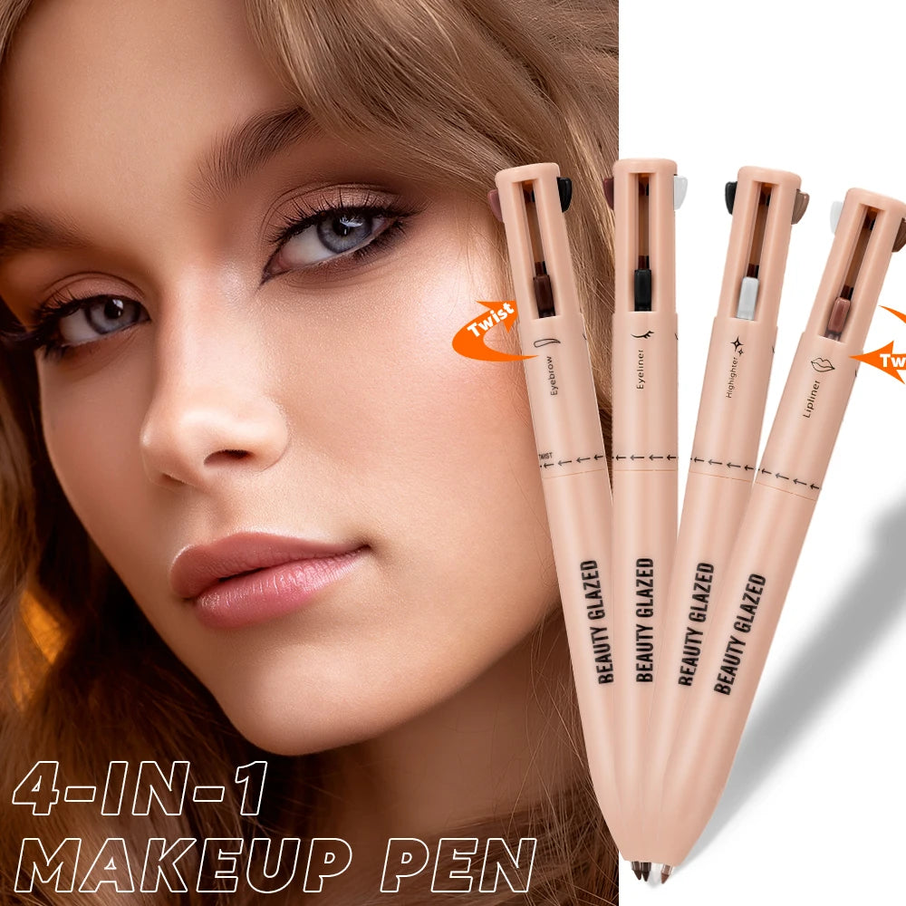 Beauty GlazedMulti-Function Beauty Glazed 4-in-1 Makeup Pen Waterproof Cosmetic Pencil for Eyeliner Brow Lip Highlighter