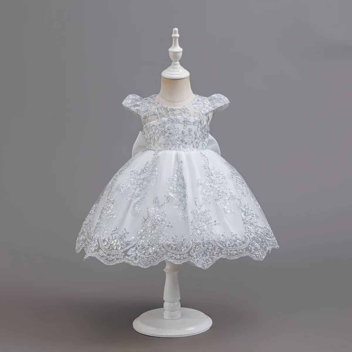 HETISO Children's Dress Princess Embroidery Lace Flower Girls Holiday Party Ball Gown Little Kids Summer Costume 1-6Y