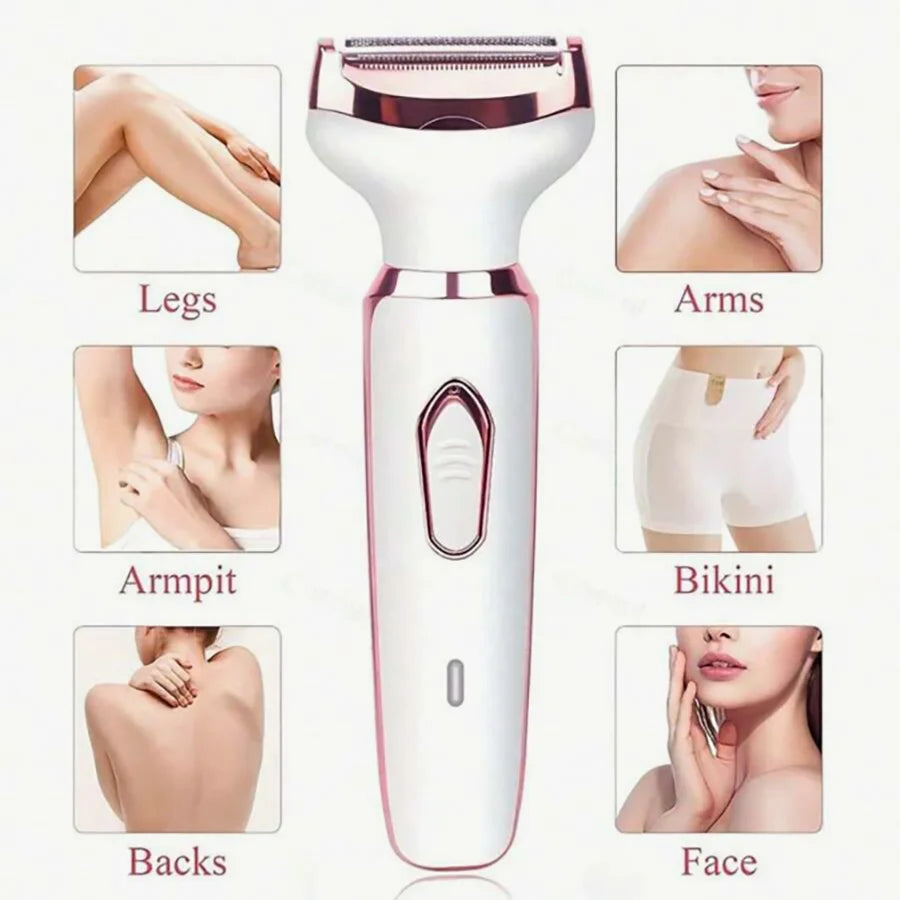 Ladies' electric shaver, 4-in-1 rechargeable beauty set, ladies' facial, nose, leg and underarm shavers, painless dry and wet sh
