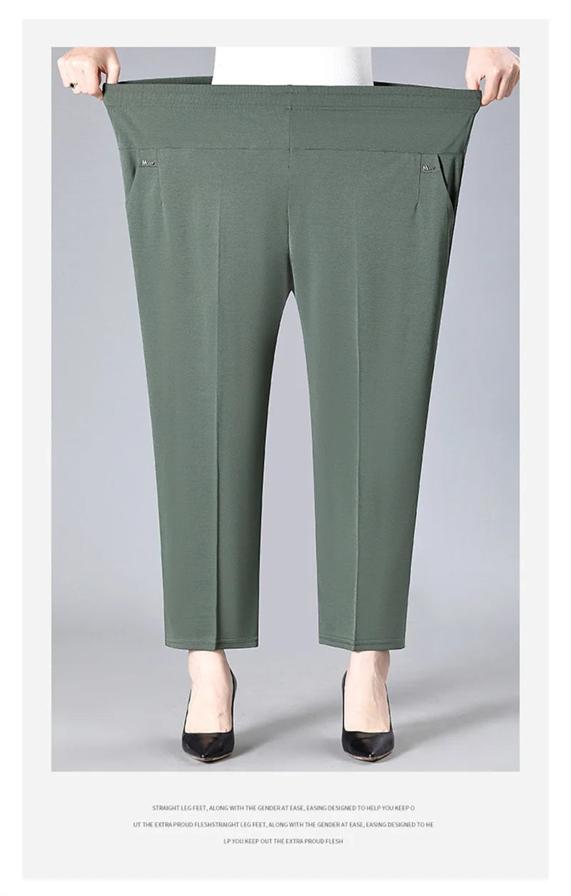 Middle Aged Women'S'S Pants 2026 New Summer Thin High Waiste Elastic Loose Straight Pants Female Casual Trousers 5Xl 6Xl 7Xl 8Xl