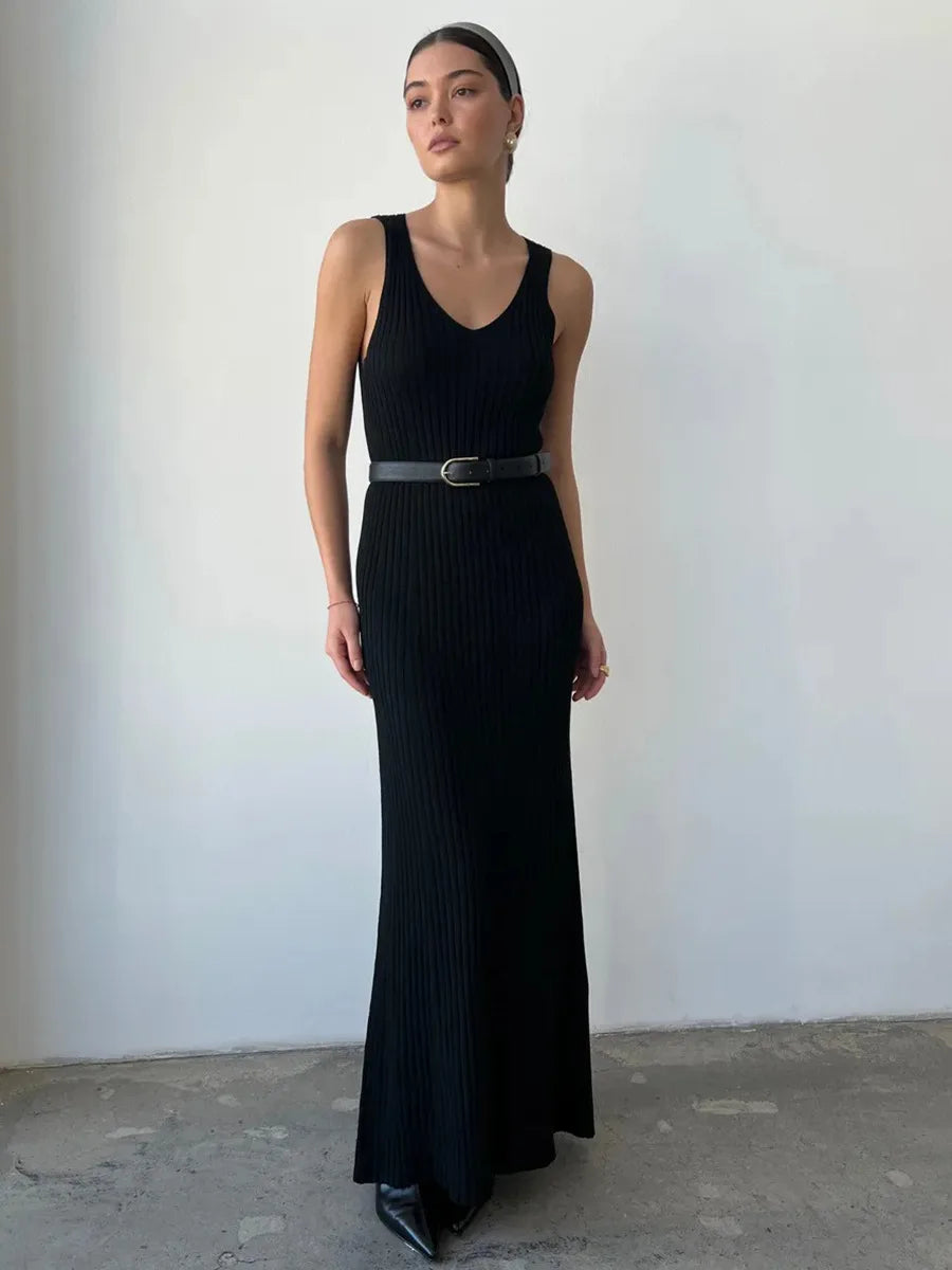 Strap Summer Fashion Wide Shoulder Inner Long Skirt Slim Fit Casual Dresses Bornladies Women's Sleeveless Knitted Dress