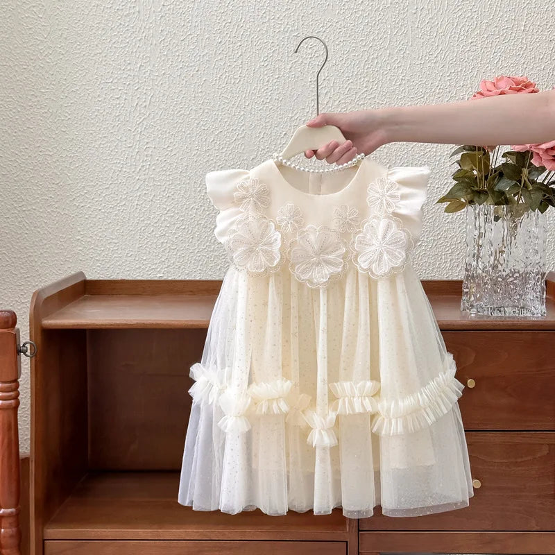 Girls' Summer Dress 2025 New Children's Internet Famous Princess Dress, Girls' Summer Super Fairy Mesh Dress