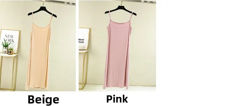 Modal Sleeveless Vest Dress Women Summer Thin Base Layer Color Block Casual round Neck Scene Casual July Deer Brand Dress