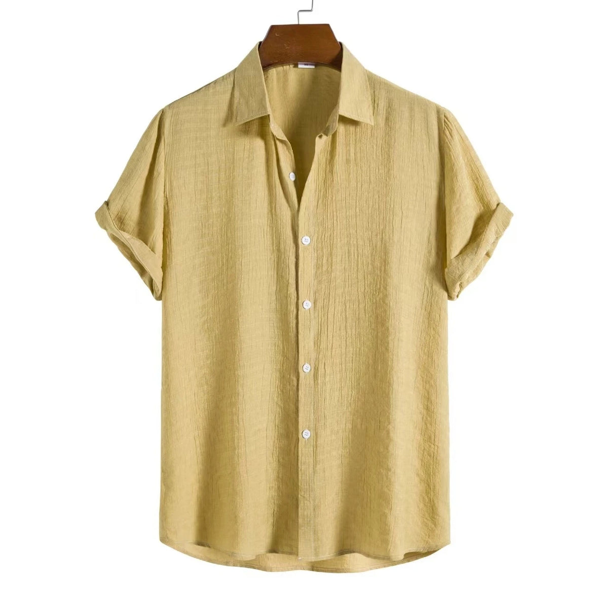 Men's Cotton Blend Casual Short Sleeve Shirt - White