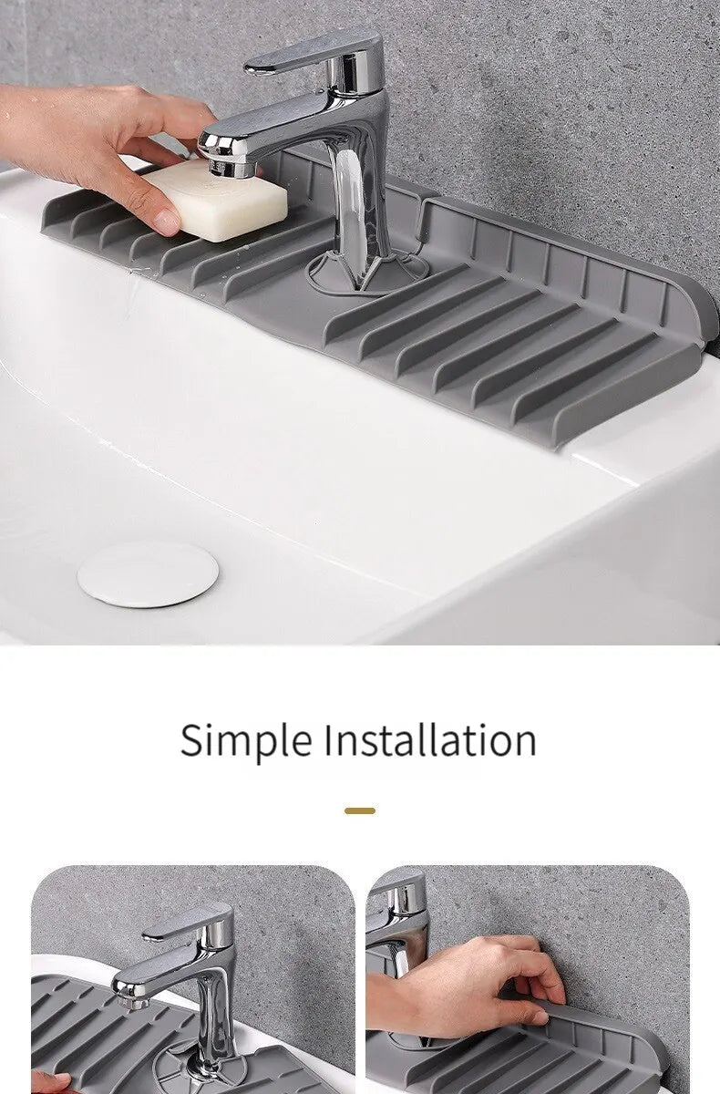 Tapete de silicona para grifos, soporte para jabón de platos y esponjas, alfombrilla de secado para encimera de cocina, protector contra salpicaduras para fregadero de cocina y baño, almohadilla de drenaje