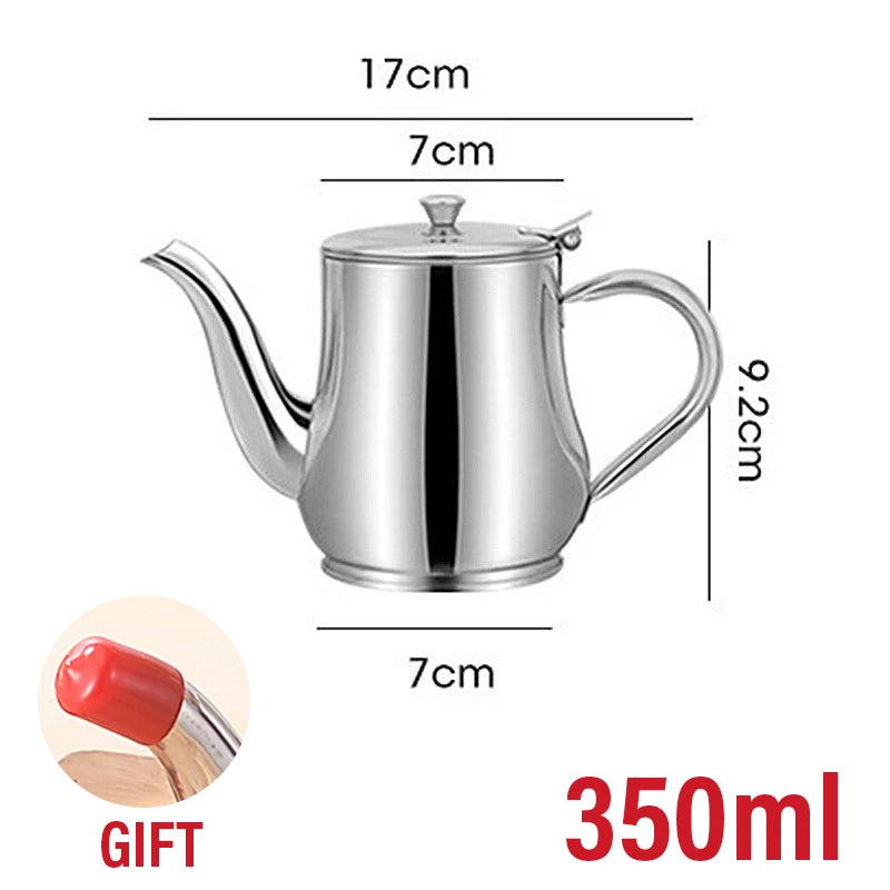 1Pcs Household Stainless Steel Oil Pot with Filter Oil Filter Pot Cooking Household Leak Proof Oil Pouring Seasoning Bottle Tool