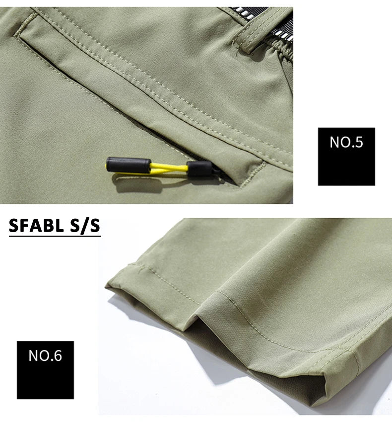 Thin Summer Stretch Pants with Zipper Pockets Quick Dry Hiking Camping Trousers Men Gym Fitness Jogging Running Sports Pants Men