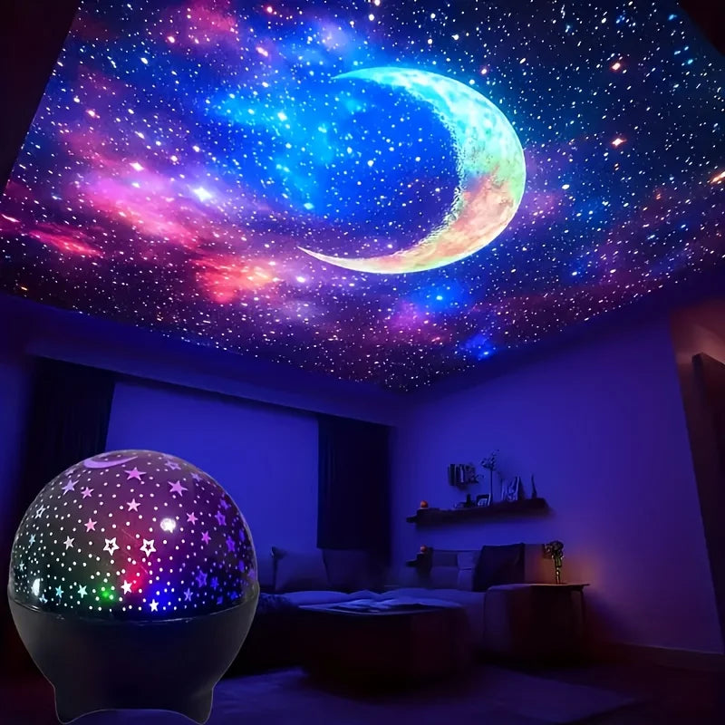 Star and moon projection night light fairy light bedroom LED atmosphere music synchronization color changing projection light